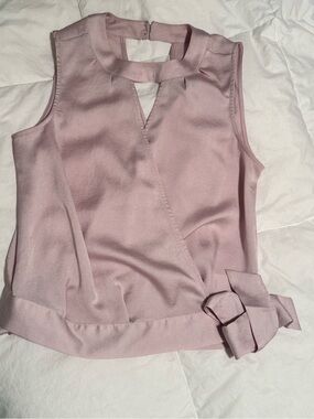 Express Dusty Pink Sleeveless Keyhole Faux-Wrap Camisole with Bow